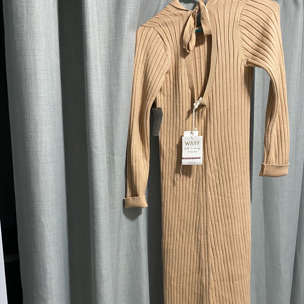 WayF DeDe & Emily  Camel  sweater Dress XS NWT